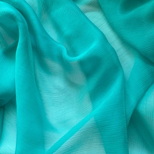 Helles Aqua - Crinkle Seide Chiffon Stoff