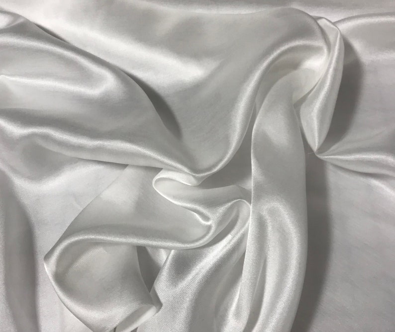 White Silk and Cotton Blend Sateen Fabric by the Yard Etsy