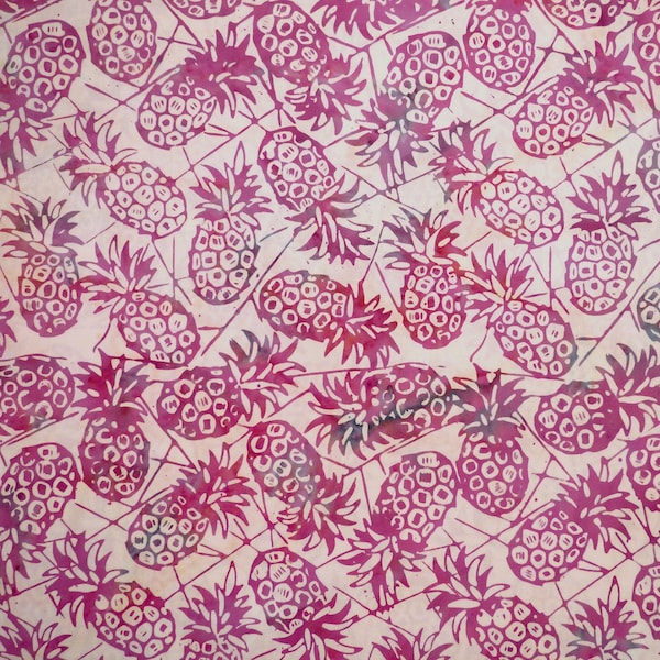 Meer Rosa Pineapples - Spring Awakening - Batik by Mirah Cottom Fabric