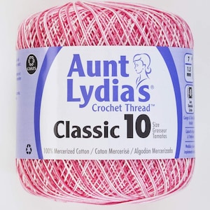 Coats Aunt Lydia&#39;s Crochet Cotton Thread Classic Size 10, Shades of Pink (154-15) 300 Yards