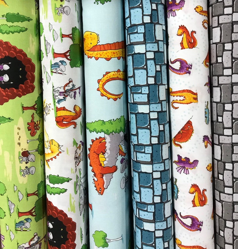 Cotton Fabric Fat 14 Set 22 Pcs Dragons by Ben Byrd for Riley Blake Designs