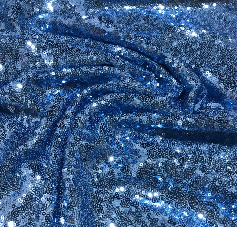 Remnant Sale Sky Blue Sequin Spangle Sewn on Mesh Fabric - Etsy