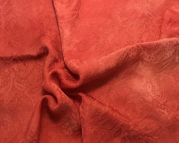 Handgefärbte Blutorange Paisley Jacquard Seide Stoff