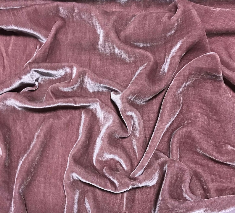 DUSTY ROSE Silk Velvet Fabric image 1