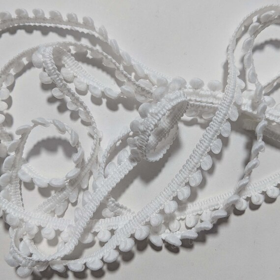 white none - WHITE French Pom Pom Trim (3/8" wide)