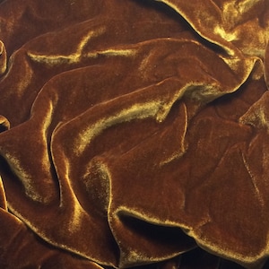 Iridescent  AMBER Silk Velvet Fabric