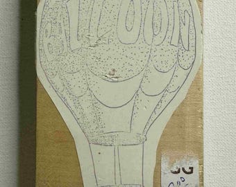 Carimbo de borracha de balão de ar quente montado em madeira de 3" x 5,25".