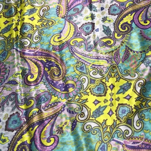 Lavender Periwinkle and Lime Paisley - Silk Charmeuse