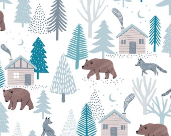 Dreaming of Snow Bears - Clothworks by Rebecca Jones Cotton Fabric