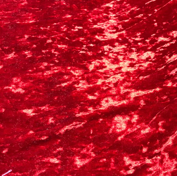 ruby velvet fabric - Ruby Red - Stretch Polyester Crushed Velvet Fabric