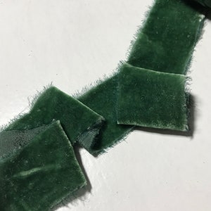 Hand Dyed Spruce Green Silk Velvet Ribbon ( 4 Widths to choose from)