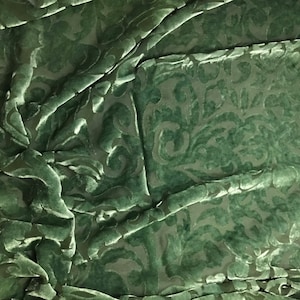 Moss Green Scroll - Hand Dyed Burnout Silk Velvet