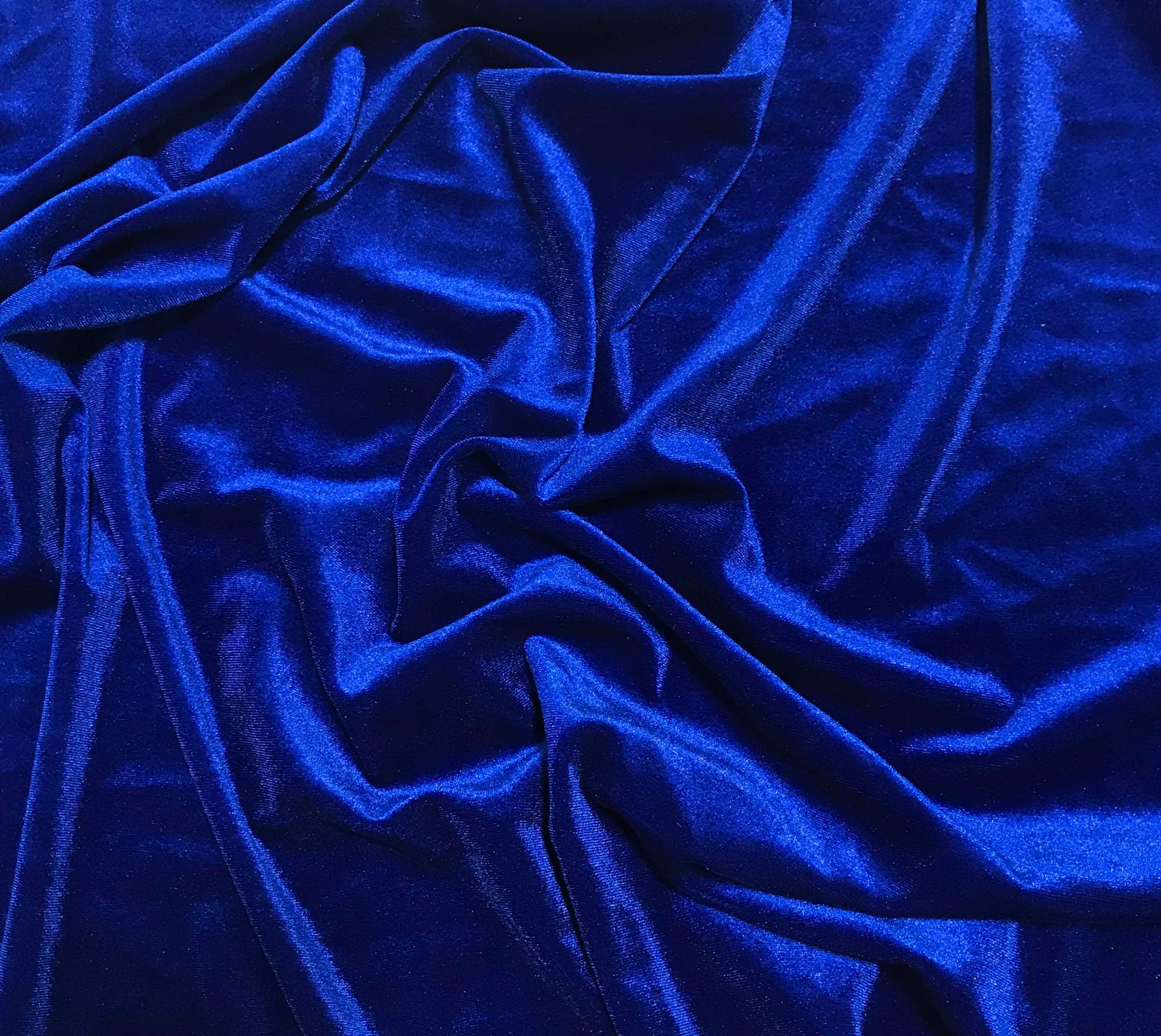 Remnant Sale Royal Blue Stretch Polyester Velvet Fabric 9x18 