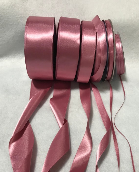 Dusty Rose Double Sided Satin Ribbon Made in France 7 Widths to Choose From  -  Israel