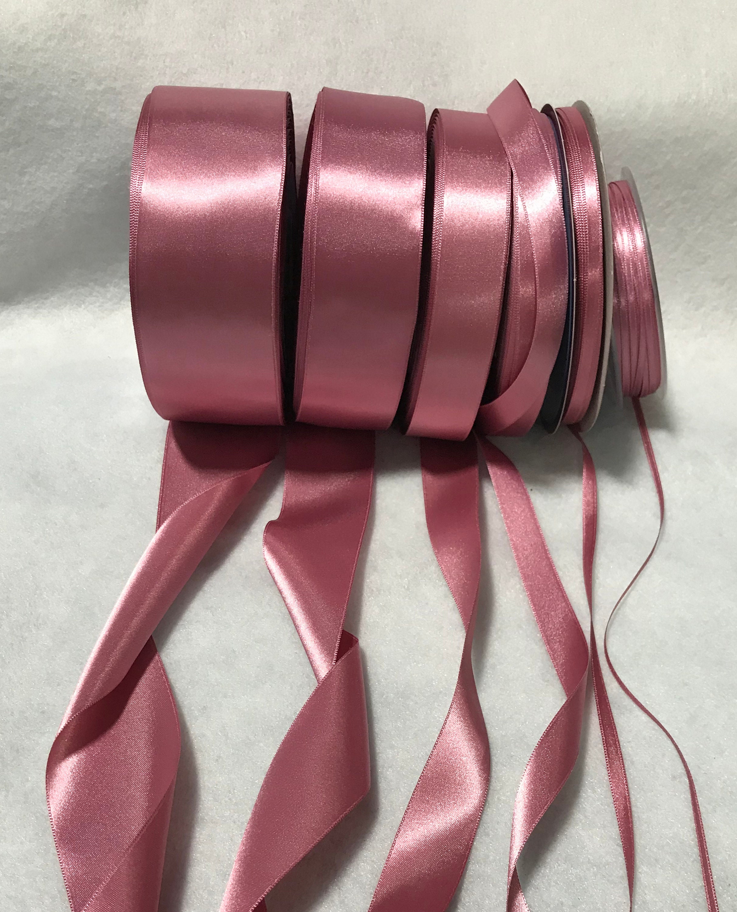 Dusty Rose Double Sided Satin Ribbon Made in France 7 Widths to Choose From  