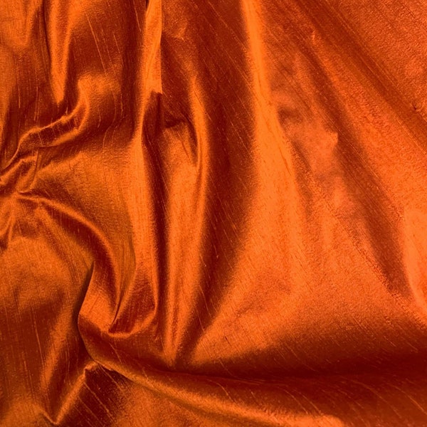 Orange brûlé - Tissu Dupioni 100% Soie