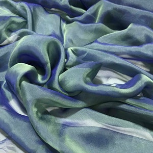 Aqua Blue - Iridescent Silk Chiffon Fabric