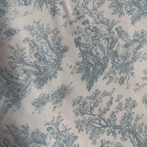 Sky Blue on White Toile - Cotton Canvas Fabric