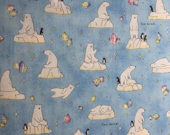 Polar Bears Cool Animals - Kokka Japan Cotton Double Gauze Fabric