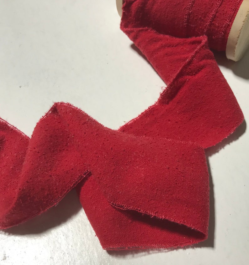Hand Dyed Scarlet Red 100% Silk Noil Ribbon ( 3 Widths to Choose From ...
