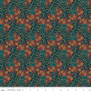 Dianthus Dreams Dark Green The Hesketh House Collection - Liberty of London Cotton Fabric