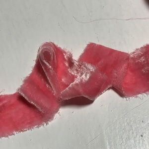 Hand Dyed Pretty Pink Silk Velvet Ribbon ( 4 Widths to choose from)
