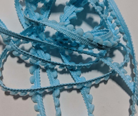 blue none - LIGHT BLUE French Pom Pom Trim (3/8" wide)