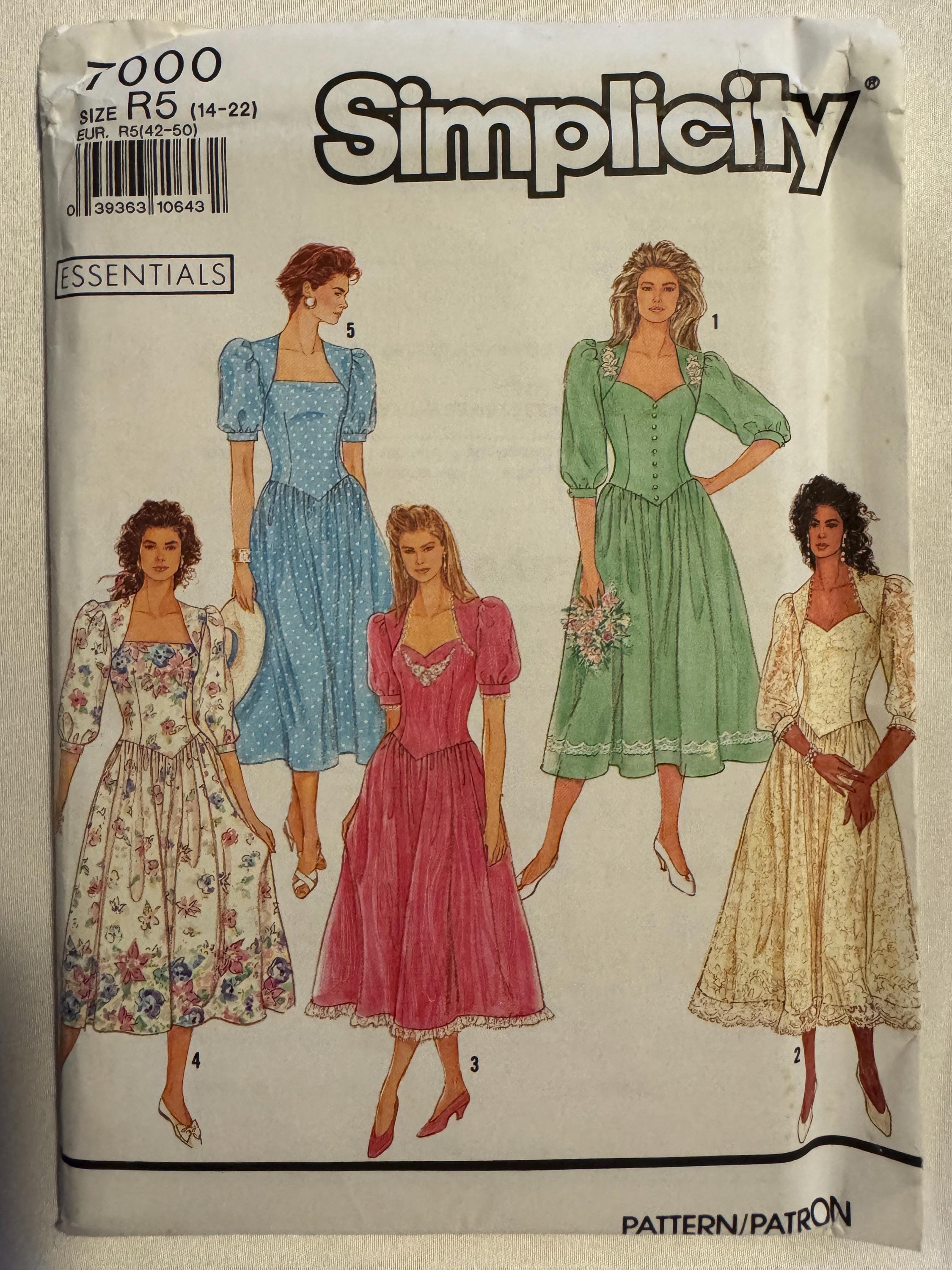 Patron De Couture Simplicity 9164 Vintage - Robe Demoiselle Motif Coupé - Taille 14