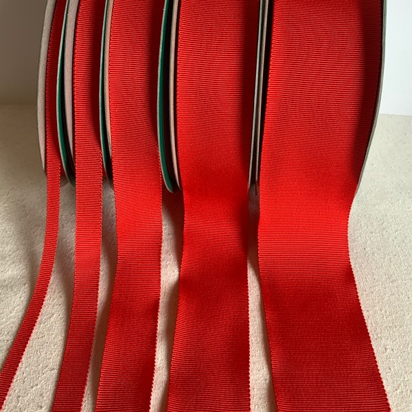 Scarlet Red 100% Rayon Petersham Ribbon (5 Widths to choose from)