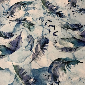 Soar Moody Blue Dark Feathers - by Deborah Edwards for Northcott Cotton Fabric