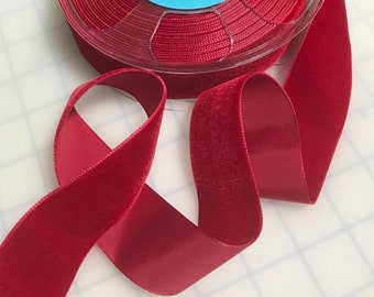 French VELVET Ribbon RUBY RED by the yard (1 1/2" wide)