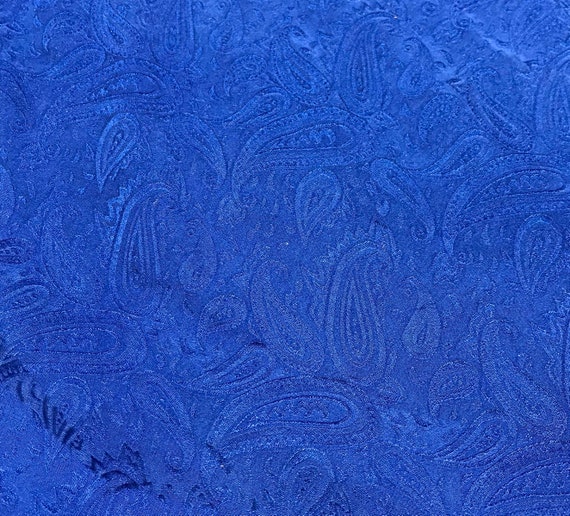 sapphire silk fabric - Hand Dyed Sapphire Blue PAISLEY - Silk Jacquard Fabric