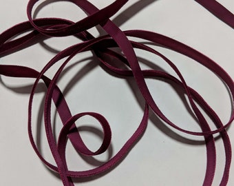 French VELVET Ribbon MAROON RED by the yard 3/8 inch