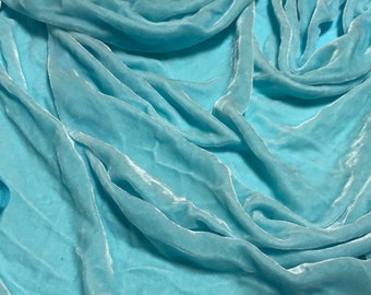 ROBIN'S EGG Hand Dyed Silk Velvet Fabric