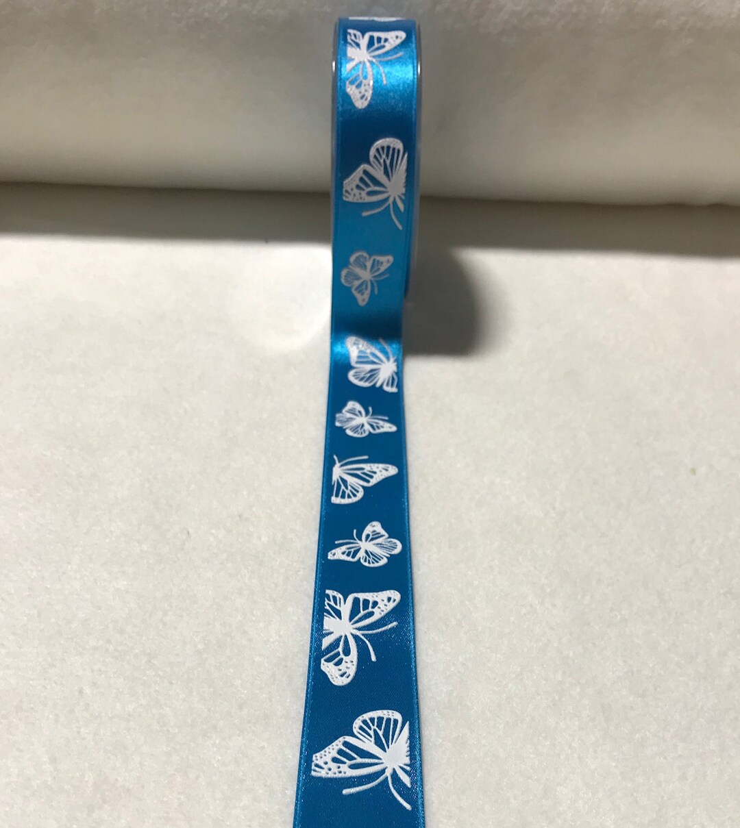 Blue Butterfly Satin Ribbon Trim Made in France 1