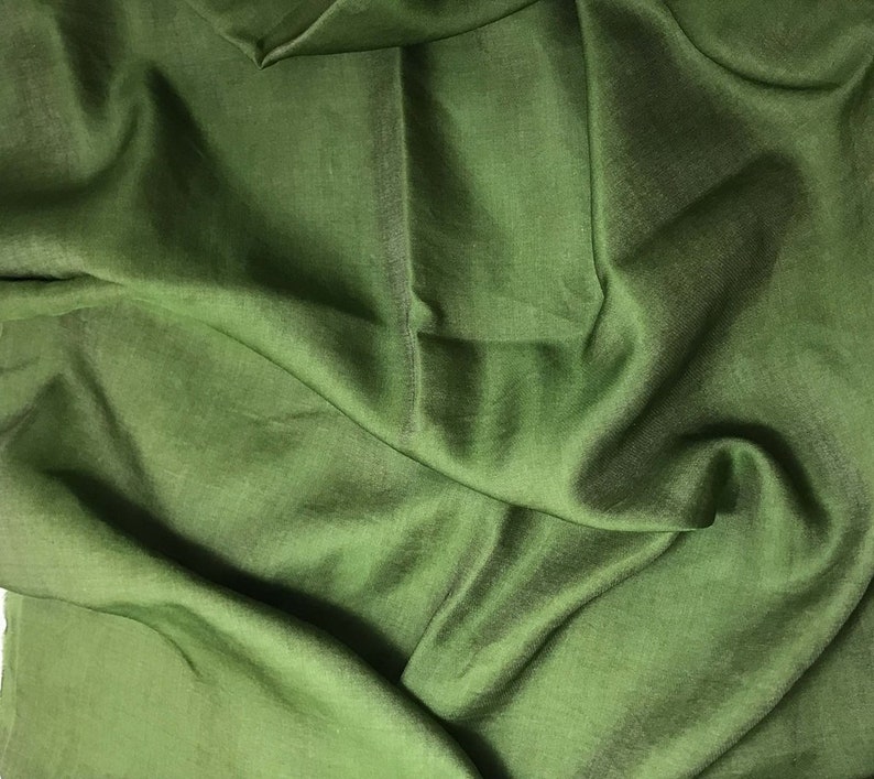 Hand Dyed SPINACH GREEN Silk/Cotton Sateen Fabric | Etsy