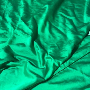 Hand Dyed EMERALD GREEN - Silk/Cotton Satin Fabric