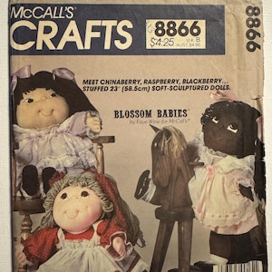 Vintage 1983 McCalls 8866 Sewing Pattern Blossom Babies (58.5 cm) Soft Sculptured Animal Dolls Body & Clothes Uncut FF