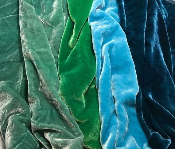 Pastels Colors Sample Set Hand Dyed Silk Velvet Fabric 9/"x22/" Each