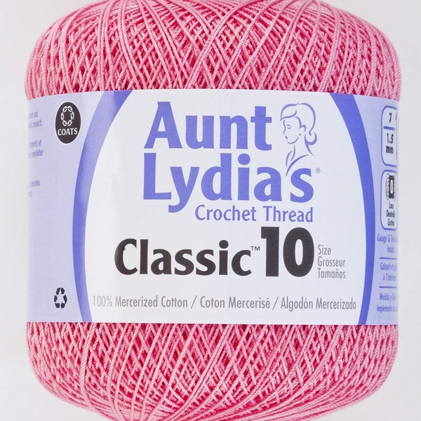 Coats Aunt Lydia's Crochet Cotton Thread Classic Size 10, French Rose (154-493) 350 Yards