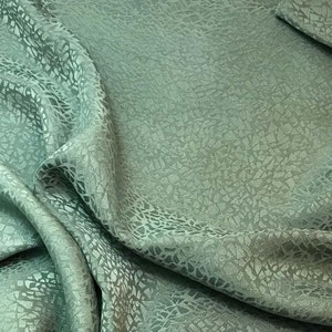 Hand Dyed Sage Green Pebbles - Silk Jacquard Fabric