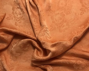 Hand Dyed Orange Sherbet Floral - Silk Jacquard Fabric