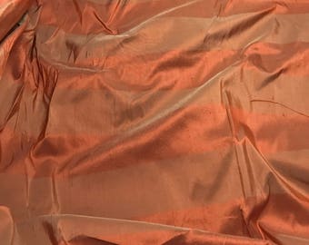 Cranberry Red Stripe Silk DUPIONI Fabric - 1 Yard
