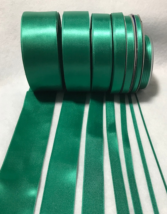 jade none - Jade Green Double Sided Satin Ribbon - Made in France (7 Widths to choose from)