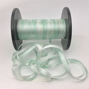 Hand Dyed Spearmint Breeze #80 Pure Silk Embroidery Ribbon 4mm 1/8&quot; wide Japan -3 yards-