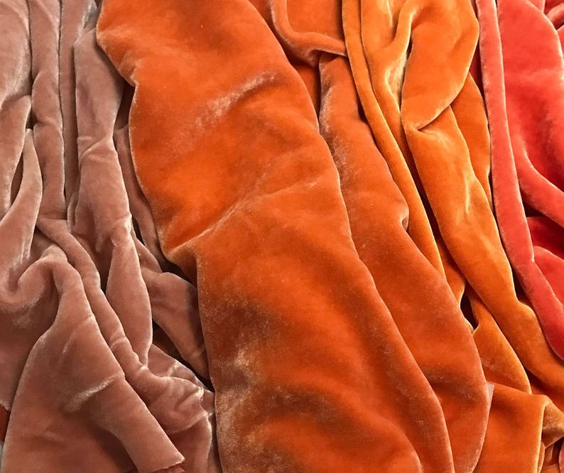 Muted Orange Sample Set Hand Dyed Silk Velvet Fabric 1/4 Etsy