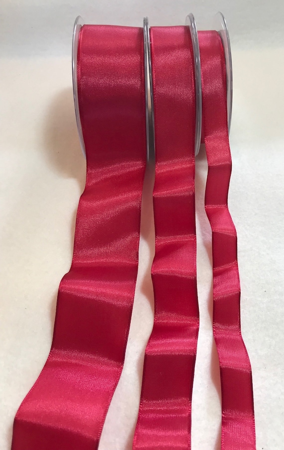 red none - Cherry Red Wired Taffeta Ribbon - Made in France (3 Widths to choose from)