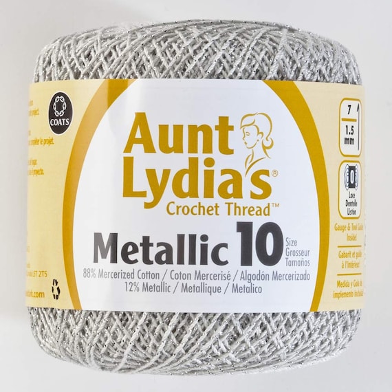 silver none - Coats Aunt Lydia's Crochet Cotton Thread Classic Size 10; Metallic White/Silver (154-0001S) 100 Yards