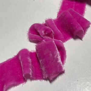 Hand Dyed Pink Orchid Silk Velvet Ribbon ( 4 Widths to choose from)