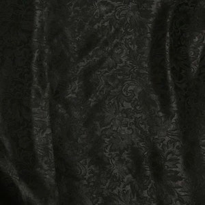 Black Baroque Scroll - Silk Jacquard Fabric